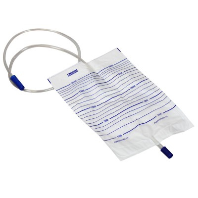 Poche a urine 2L, valve+robinet - Boite de 30