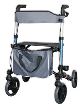 Rollator 4 roues pliant bleu