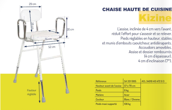 Chaise haute de cuisine Kizine